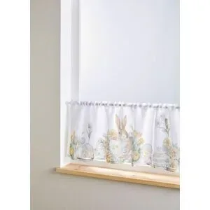 bonprix Scheibengardine mit Hasen Druckweiß 6 (H/B: 60/150 cm)false