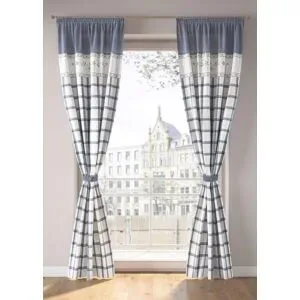 bonprix Vorhang aus Bio-Baumwolle mit Raffhalter (1er Pack)blau 1 (H/B: 125/110 cm)false