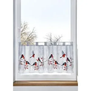 bonprix Scheibengardine mit Wintervögelnrot 1 (H/B: 30/90 cm)false