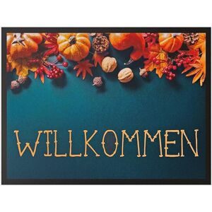 bonprix Waschbare Fußmatte mit herbstlichem Druckblau 1 (38/59 cm)false