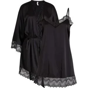 bonprix Morgenmantel Set, 2 Stk. im Kimono-Stil mit Negligé, mit hochwertiger Spitze