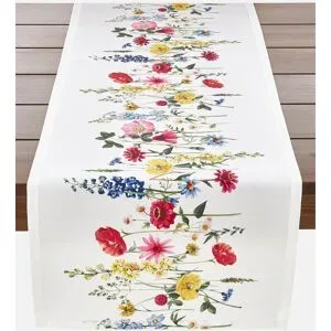 bonprix Tischläufer mit Blumen Druck wasserabweisendbunt 1 (LxB 140/40 cm)false