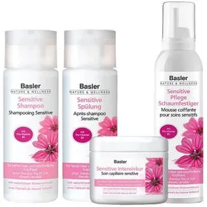 725ml basler Sensitive All-in Set (Shampoo 200ml + Spülung 200ml + Intensivkur 125ml + Schaumfestiger 200ml)