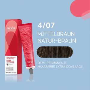 Londa Professional Demi-Permanente Cremehaarfarbe Extra Coverage 4/07 Mittelbraun Natur Braun, Tube 60 ml
