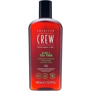 450ml American Crew 3In1 Tea Tree Shampoo, Conditioner & Body Wash