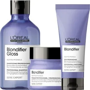 750ml L'Oréal Professionnel Paris Serie Expert Blondifier Gloss Trio Set (Shampoo 300 ml + Conditioner 200ml + Maske 250ml)
