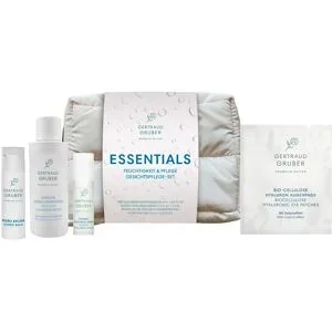 GERTRAUD GRUBER ESSENTIALS Feuchtigkeit & Pflege Gesichtspflege-Set (Cleanser 50ml + Serum 5ml + Pads 1 Paar + Baslam 10ml)