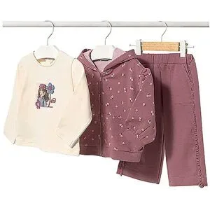 MAYORAL Baby Set Langarmshirt mit Sweatjacke und Hose  lila   68 baby