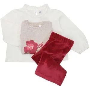 MAYORAL Baby Set 3-teilig Shirt, Hose und Pullunder beere   92 baby