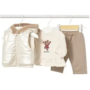 MAYORAL Baby Set 3tlg Steppgilet Sweater Hose  creme   68