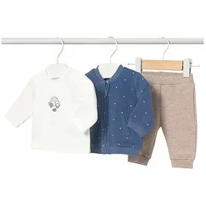 MAYORAL Baby Set 3-teilig Jacke, Langarmshirt und Hose blau   74 baby