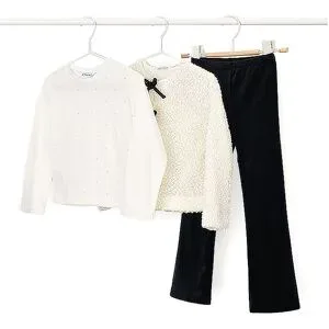 MAYORAL Mädchen Set 3-teilig Langarmshirt, Jacke und Leggings schwarz   98 Mädchen