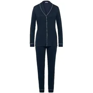 HANRO Pyjama Natural Comfort blau   XL Damen