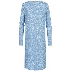 MEY Nachthemd - Sleepshirt FLOWER MEADOW blue silk  hellblau   44 damen