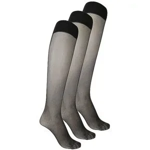 WOLFORD Kniestrümpfe 3er Pkg. black  schwarz   M Damen