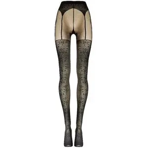 WOLFORD Modestrumpfhose FLOWER 20 DEN black/black schwarz   L damen