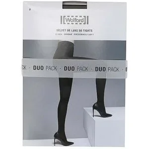 WOLFORD Feinstrumpfhose 2er Pkg. Velvet de Luxe Black schwarz   M Damen