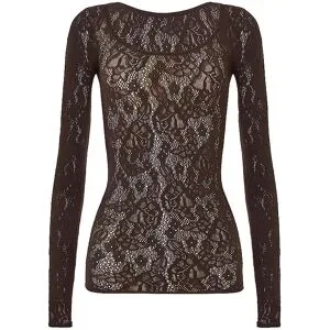 WOLFORD Langarmshirt INFINITE ROSE NET braun   L Damen