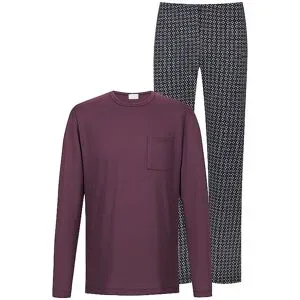 MEY Pyjama EVENING GEO oxblood dunkelrot   L Herren