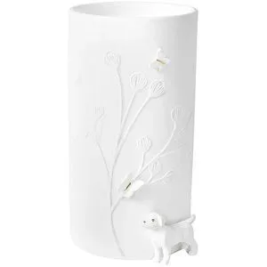 RAEDER Vase 9x17cm HUND STEHEND Weiss weiss baby