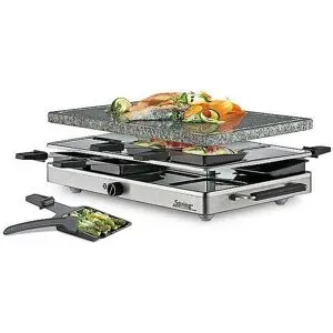 SPRING Raclette8 mit Granitstein (Edelstahl) silber