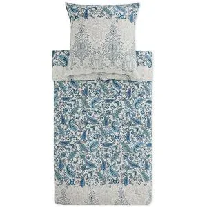 BASSETTI Satin Bettwäsche MONNALISA 2x 70x90cm / 200x200cm Raucblau hellblau