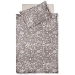 FLEURESSE Satin Bettwäsche 70x90cm/140x200cm MODERN GARDEN B Taupe hellbraun