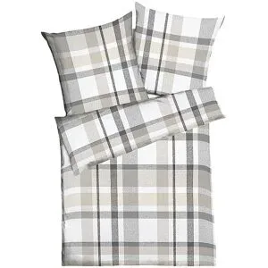 KAEPPEL Flanell Bettwäsche MADRAS KARO 70x90cm/140x200cm Natur hellgrau baby