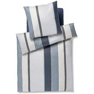 JOOP! Satin Bettwäsche HERRINGBONE STRIPES 70x90cm/140x220cm Ocean dunkelblau