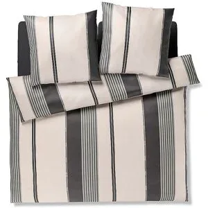 JOOP! Satin Bettwäsche HERRINBONE STRIPES 2x70x90cm/200x200cm Black schwarz