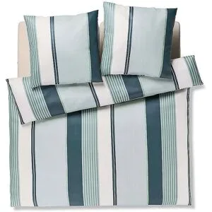 JOOP! Satin Bettwäsche HERRINBONE STRIPES 2x70x90cm/200x200cm Emerald dunkelgrün