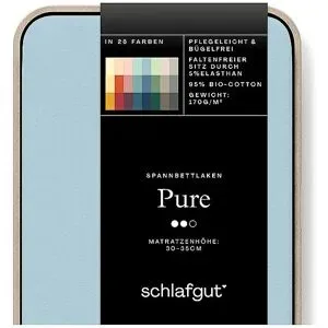 SCHLAFGUT Jersey Spannleintuch PURE 90x200cm Blue Light S hellblau baby