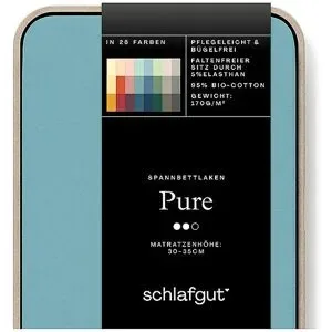 SCHLAFGUT Jersey Spannleintuch PURE 120x200cm Petrol Mid M mint