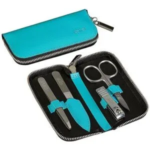 CANAL Reißverschluss-Etui aus Spaltleder 4-teilig (Türkis) 5381 baby