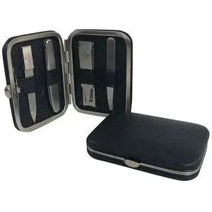 HAMMANN Herren-Mini-Ledermanikürset (Schwarz, 4-teilig) Herren
