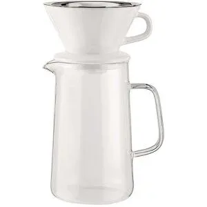 Alessi Kaffee Set 3-tlg SLOW COFFEE Glas/Weiss/Edelstahl baby