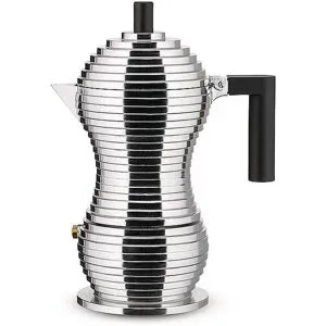 Alessi Espressomaschine PULCINA 3 Tassen Aluminium / Schwarz silber