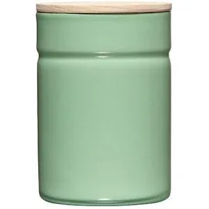 RIESS Frischhaltedose - Emaille Vorratsdose mit Eschenholz-Deckel Truehomewear  12 cm 525ml grün