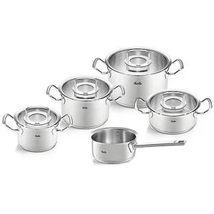 FISSLER Kochtopf Set 5-tlg. mit Glasdeckel ORIGINAL PROFI COLLECTION Edelstahl/Matt silber