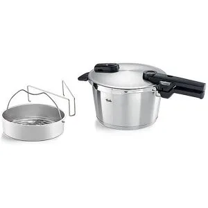 FISSLER Schnellkochtopf mit Dämpfeinsatz VITAQUICK 22cm /4,5l Edelstahl silber