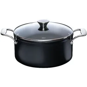 KELOMAT Fleischtopf mit Glasdeckel 24cm/5,0l NUOVO Keramik/Antihaft  schwarz