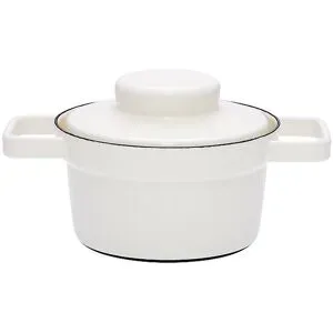 RIESS Emaille Topf mit Deckel Aromapot - Truehomeware 16cm 0,75l weiss