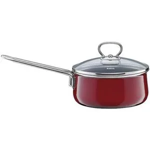 RIESS Steilkasserolle mit Glasdeckel NOUVELLE 16cm/1l Rosso dunkelrot