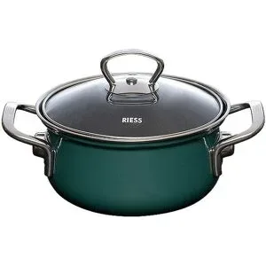 RIESS Kasserolle mit Glasdeckel TEAL 16cm/1l Blaugruen petrol
