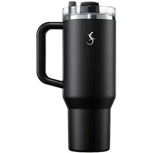 LURCH Isolier-Becher mit Trinkhalm 1,2l Schwarz  schwarz