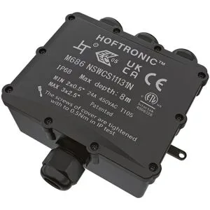 HOFTRONIC Abzweigdose IP68 Wasserdicht - 164x152x60mm - 4 Eingänge - für 2- und 3-adrige Kabel (4-18mm) - Geeignet für YMVK-Kabel - Verteilerdose