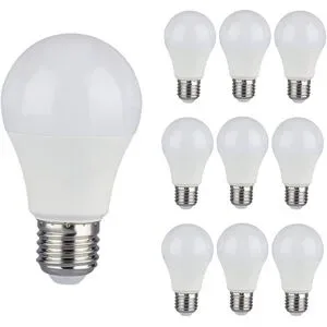 V-TAC 10er Set E27 LED Lampe - 9W 806lm - 3000K warmweiß - Ersetzt 60 Watt - E27 Fassung - A58 - Große Fassung