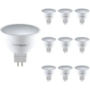 HOFTRONIC 10x GU5.3 LED MR16 Spot - 4,3W 400lm - 2700K warmweiß - 12V - Ersetzt 50 Watt - LED Reflektor - GU5.3 Fassung