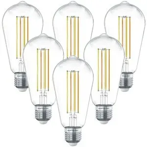 HOFTRONIC Set mit 6 Smart E27 LED-Glühlampen - 7 Watt 806 Lumen - ST64 Hell - 1800-3000 K - Dimmbar - Edison-Lampe