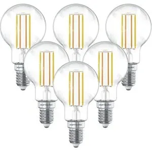 HOFTRONIC 6er-Set Smart WiFi LED-Glühlampe - E14 Fassung - 4,9 Watt 470 Lumen - P45 - E14-Fassung - Silberfassung - 1800-3000K dimmbar - Smart Light Bulb - Tropfenlampe